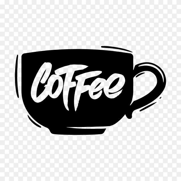 Hand drawn coffee logo on transparent background PNG