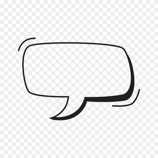 Hand drawn empty speech bubble comic on transparent background PNG