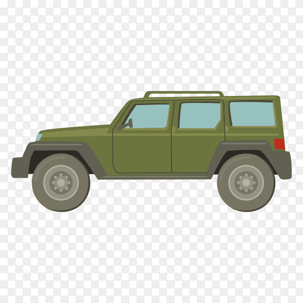 Hand drawn green car on transparent background PNG