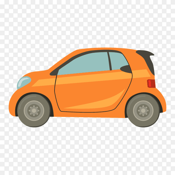 Hand drawn modern orange car on transparent background PNG