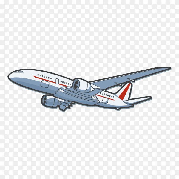 Hand drawn plane illustration on transparent background PNG