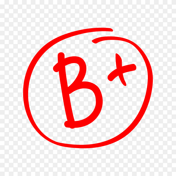 Hand drawn vector grade in red circle. test exam mark report on transparent background PNG