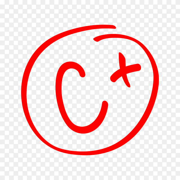 Hand drawn vector grade in red circle. test exam mark report isolated on transparent background PNG