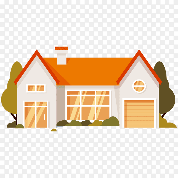 Hand drawn house in flat design on transparent background PNG