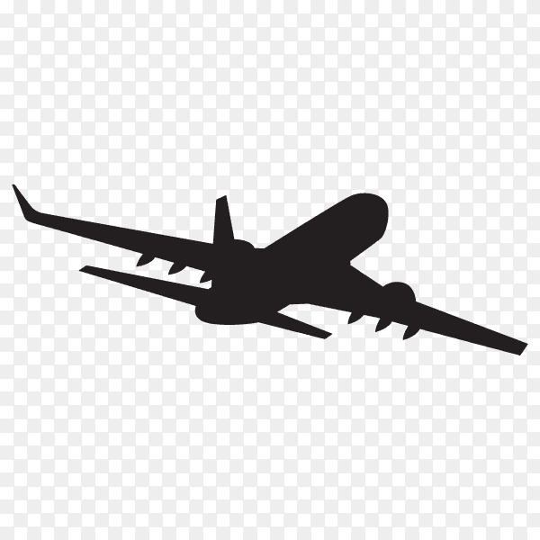 Illustration of Airplane silhouette on transparent background PNG
