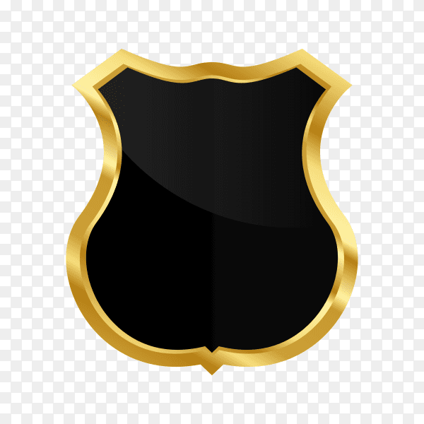 Luxury gold black shield on transparent background PNG