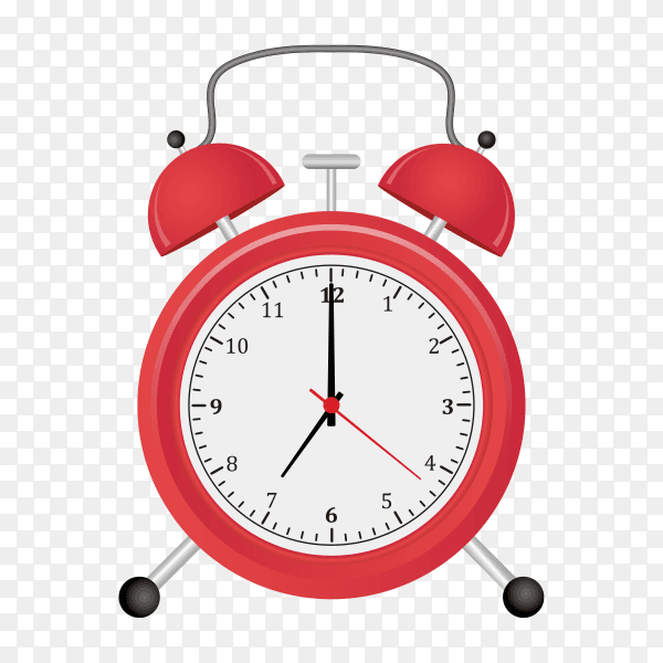 Red alarm clock on transparent background PNG