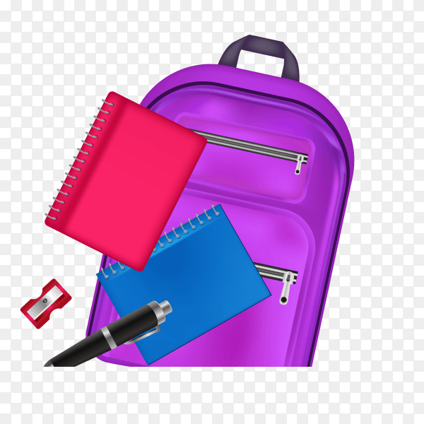 School student bag on transparent background PNG