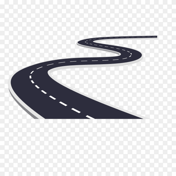 Winding road isolated on transparent background PNG