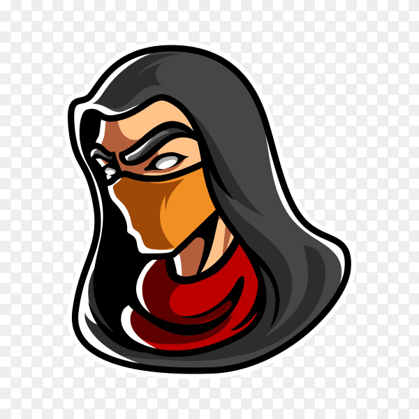 Assassin mascot e sport logo design illustrations on transparent background PNG