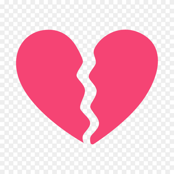 Cartoon broken heart on transparent background PNG