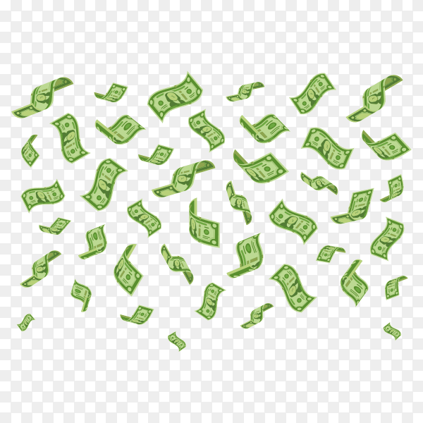 Falling banknotes on transparent background PNG