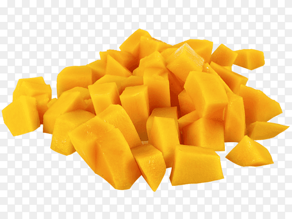 Fresh Mango Cubes on transparent background PNG