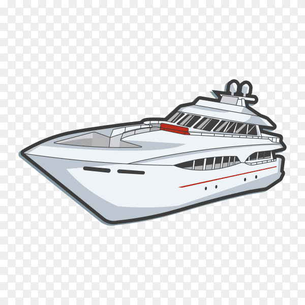 Hand drawn cartoon ship on transparent background PNG