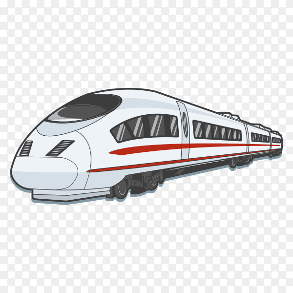 Hand drawn cartoon train on transparent background PNG