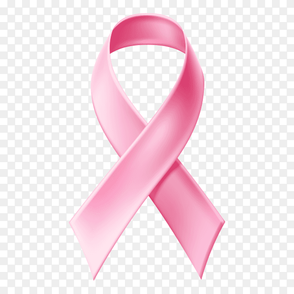Pink ribbon for breast cancer awareness on transparent background PNG