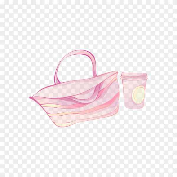 Pink woman's stylish bag isolated on transparent background PNG
