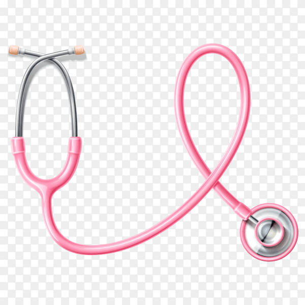 Realistic stethoscope in pink color on transparent background PNG