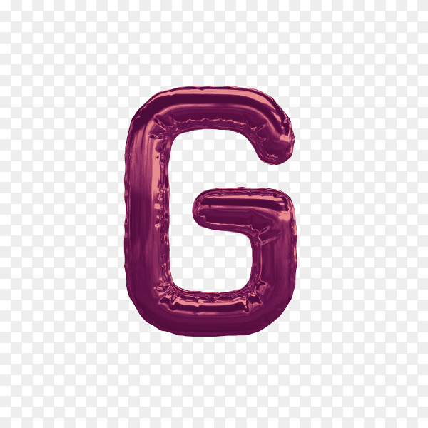 3D rendering of alphabet letter G balloon Purple on transparent background PNG