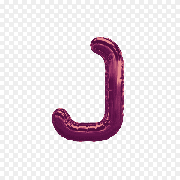 3D rendering of alphabet letter J balloon Purple on transparent background PNG