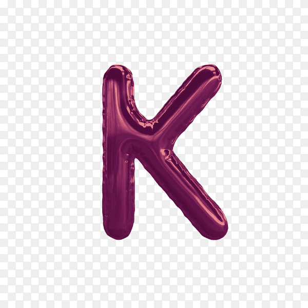3D rendering of alphabet letter K balloon Purple on transparent background PNG