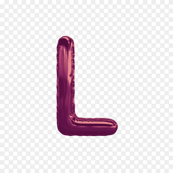 3D rendering of alphabet letter L balloon Purple on transparent background PNG
