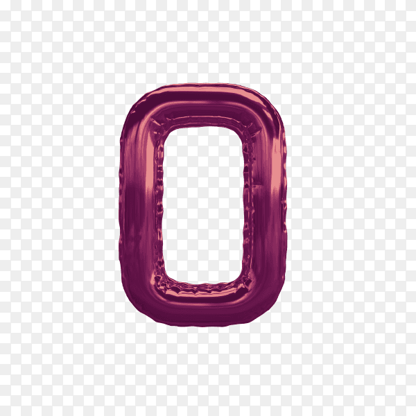 3D rendering of alphabet letter O balloon Purple on transparent background PNG