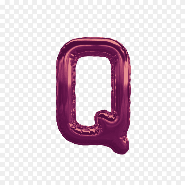 3D rendering of alphabet letter Q balloon Purple on transparent background PNG
