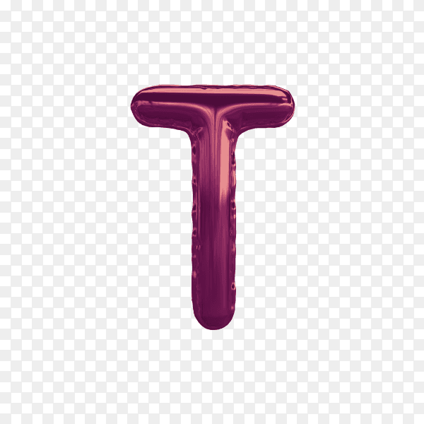 3D rendering of alphabet letter T balloon Purple on transparent background PNG