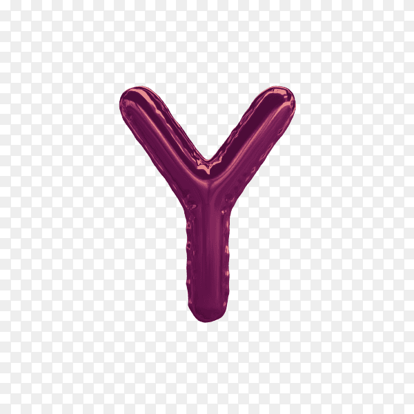 3D rendering of alphabet letter Y balloon Purple on transparent background PNG