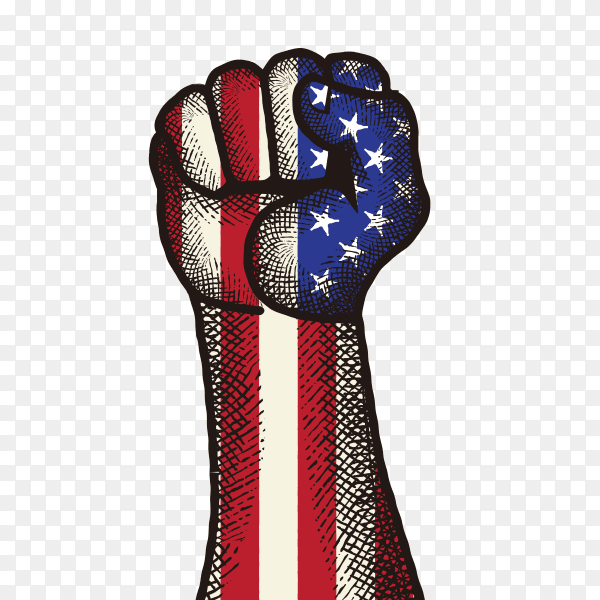 American Independence Day with detailed hand design on transparent background PNG