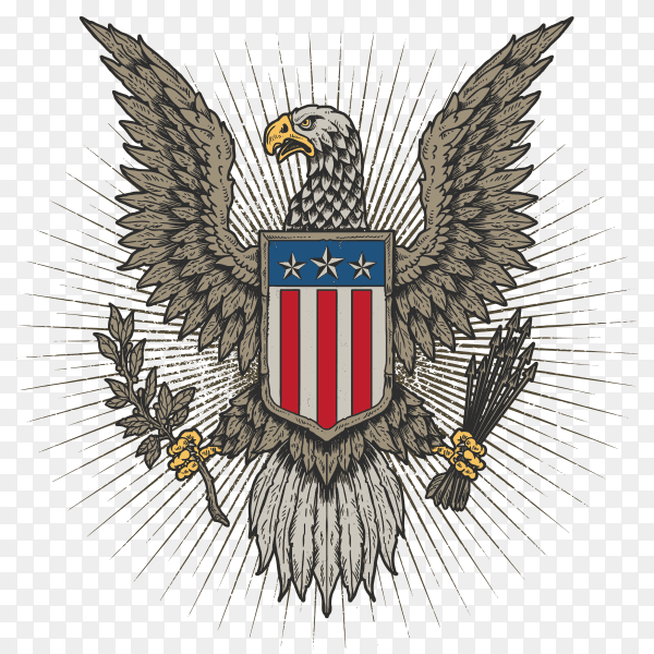 American eagle veteran emblem on transparent background PNG