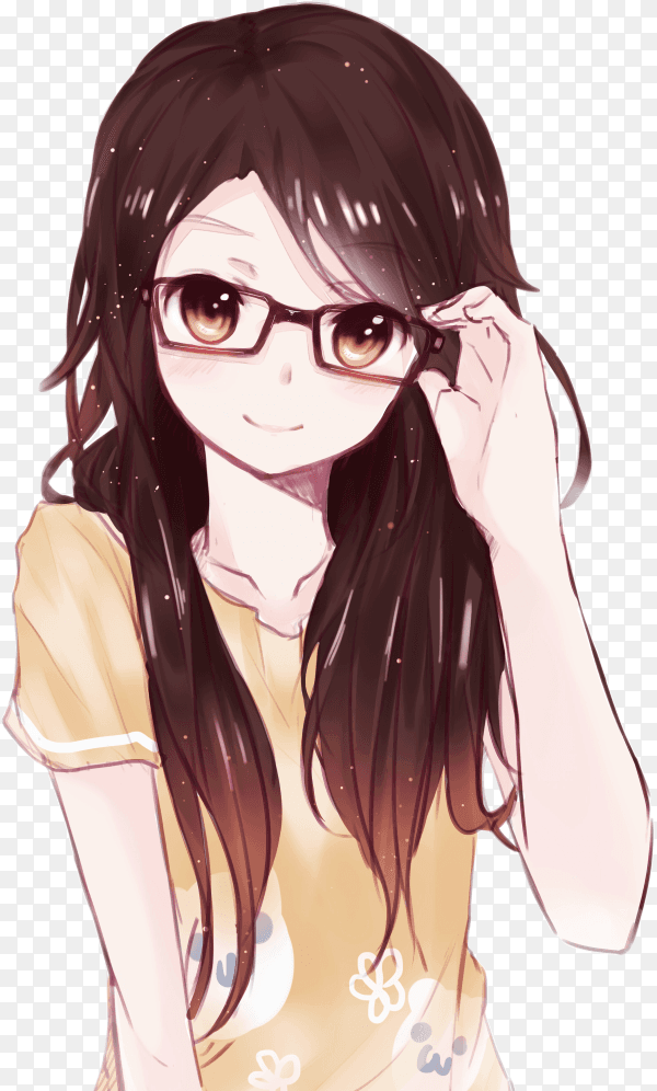 Anime girl cartoon on transparent background PNG