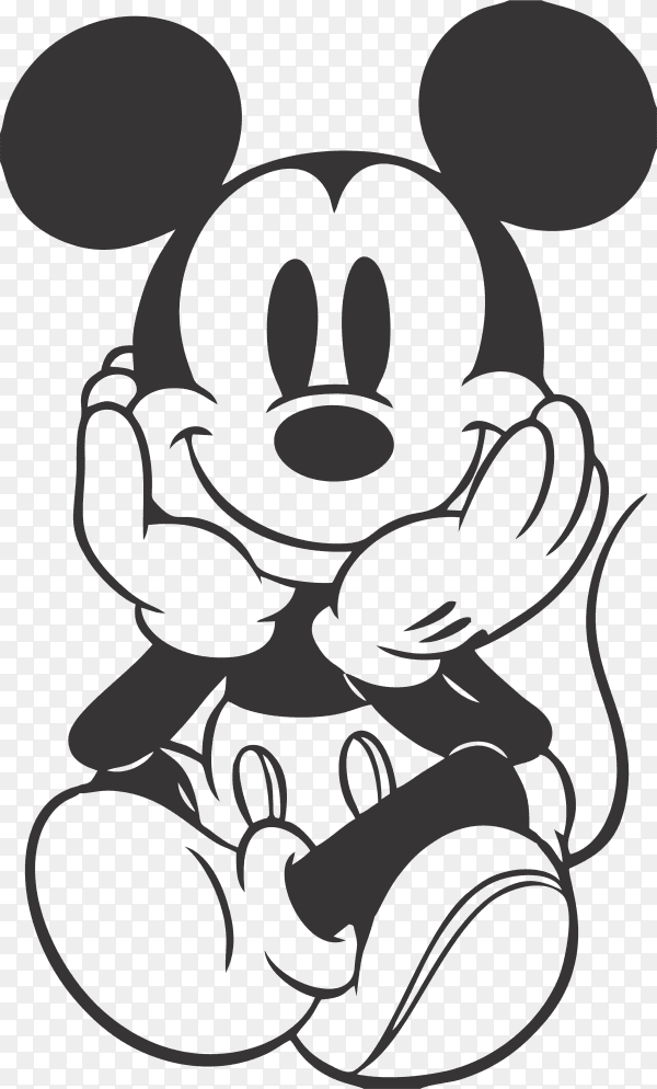 Black and white mickey mouse wallpaper on transparent background PNG