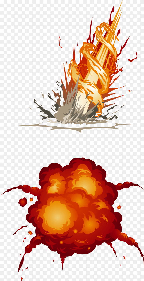 Bomb explosion effects on transparent background PNG
