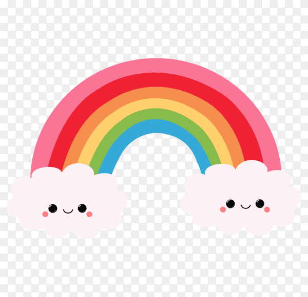 Bright rainbow cartoon sticker on transparent background PNG