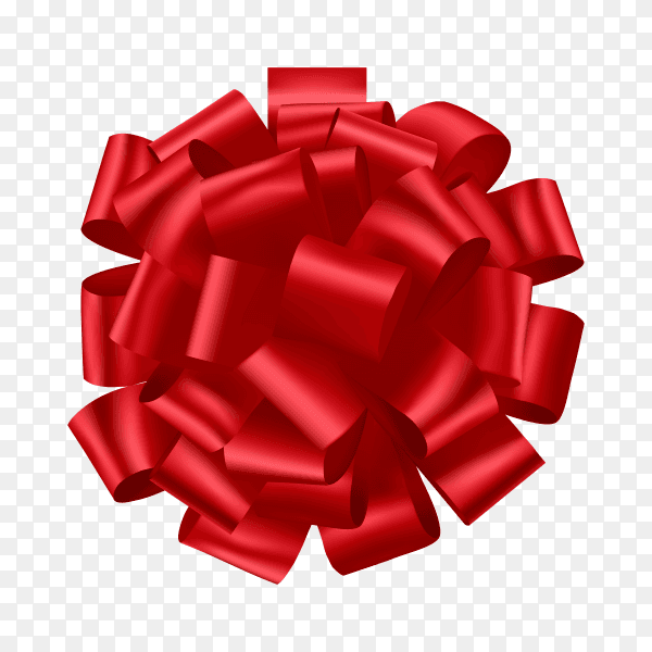 Circular red bow on transparent background PNG