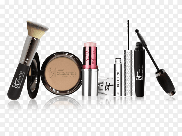 Collection of make-up accessories on transparent background PNG