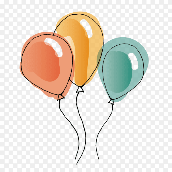 Colorful festive balloons design on transparent background PNG