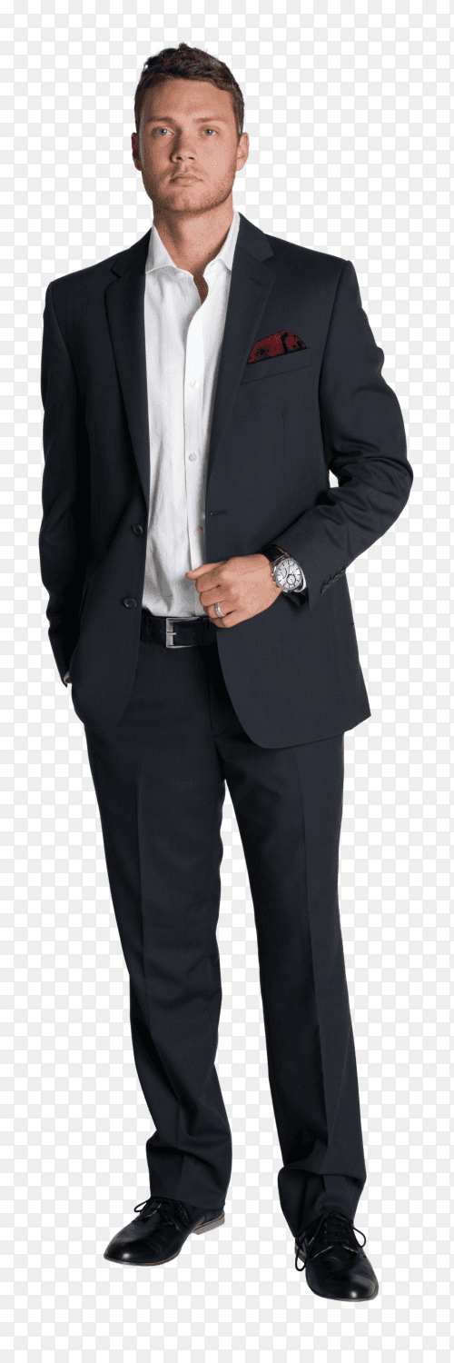 Confident young businessman in suit on transparent background PNG