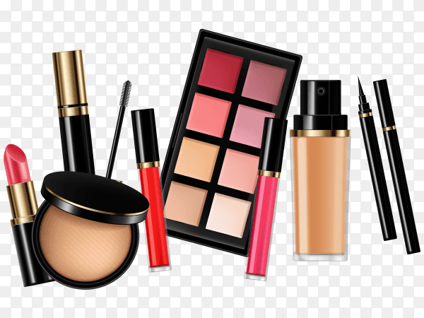 Cosmetics beauty products for makeup on transparent background PNG
