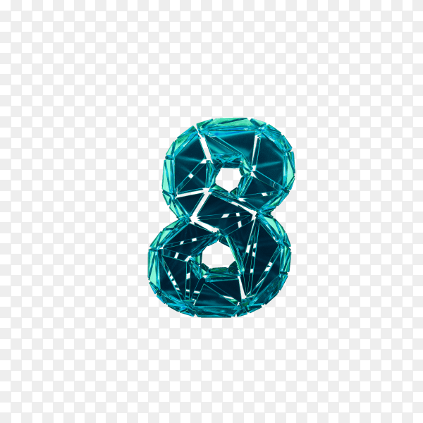 Digital number Eight on transparent background PNG