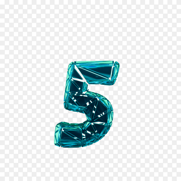 Digital number Five on transparent background PNG