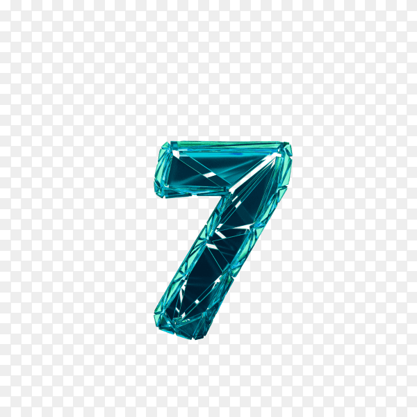 Digital number Seven on transparent background PNG