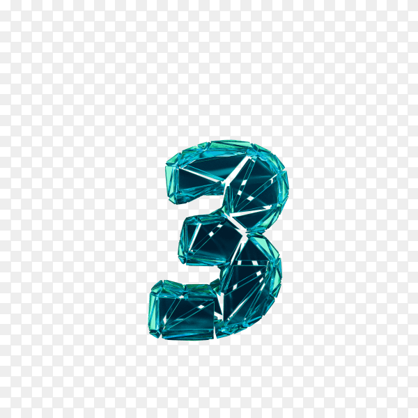 Digital number Three on transparent background PNG