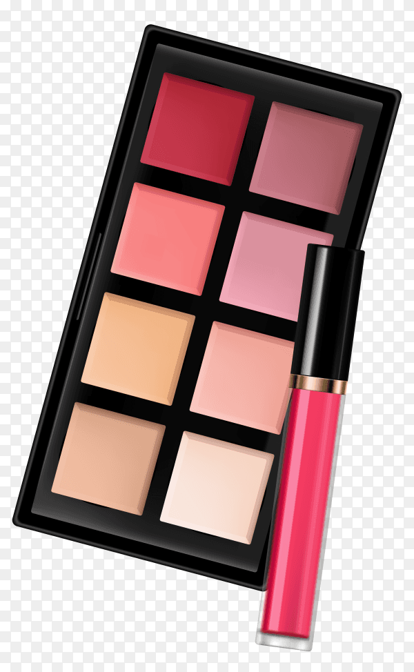 Eye shadows and lipstick on transparent background PNG