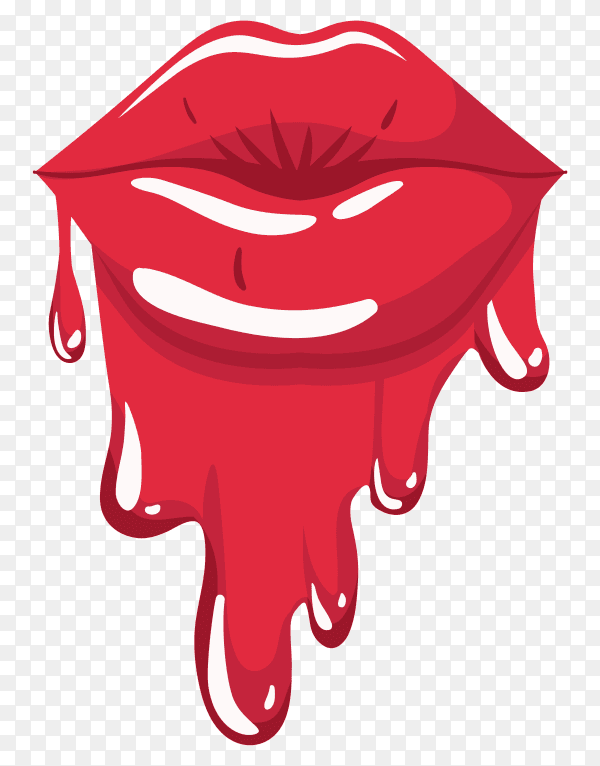 Female lips dripping isolated icon on transparent background PNG