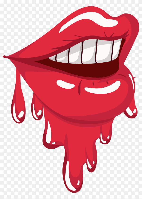 Female mouth dripping isolated icon on transparent background PNG