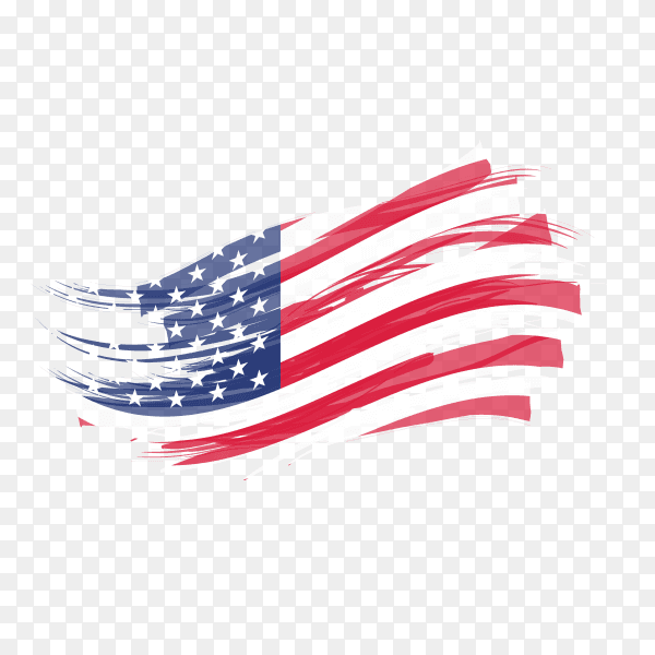 Flag USA with brush stroke on transparent background PNG