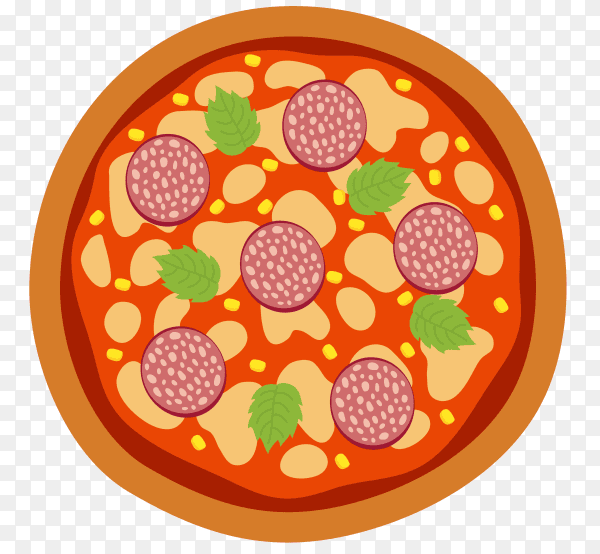 Flat design pizza on transparent background PNG